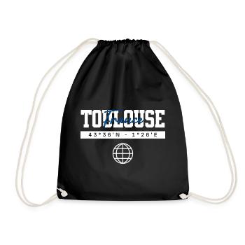 Toulouse Frankreich Koordinaten Reise Souvenir - Turnbeutel - Schwarz - Vorne