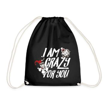DC Comics Joker Harley Quinn Crazy For You Spruch - Turnbeutel - Schwarz - Vorne