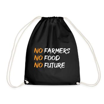 No Farmers No Food – Statement Design - Drawstring Bag - black - Front