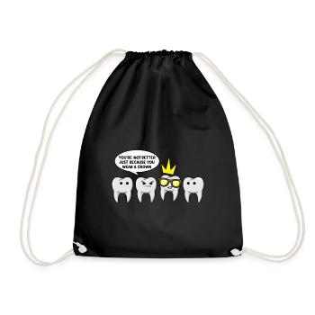 Drôle de couronne dentaire dents dentiste Sort de dentiste - Sac de sport léger - noir - Devant