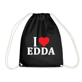 T-Shirt Ich liebe Edda T-Shirt Geschenkidee - Turnbeutel - Schwarz - Vorne