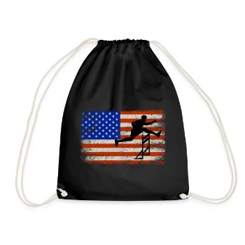 American Flag Hurdles Hurdling Hurdler Patriotic - Drawstring Bag - black - Front