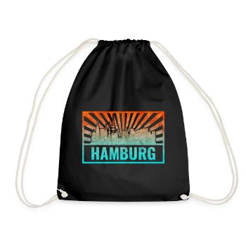 Hamburg Skyline Gradient - Turnbeutel - Schwarz - Vorne