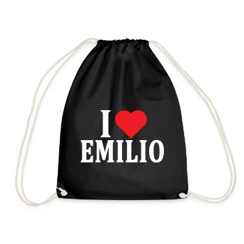 T-Shirt Ich liebe Emilio T-Shirt Geschenkidee - Turnbeutel - Schwarz - Vorne