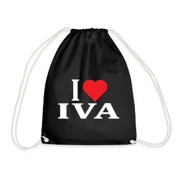 T-Shirt Ich liebe Iva T-Shirt Geschenkidee - Turnbeutel - Schwarz - Vorne