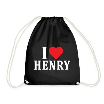 Name T-Shirt Ich liebe Henry T-Shirt Geschenkidee - Turnbeutel - Schwarz - Vorne