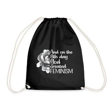 And on the 8th day God created Feminism - Turnbeutel - Schwarz - Vorne