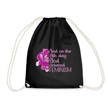 And on the 8th day God created Feminism - Turnbeutel - Schwarz - Vorne