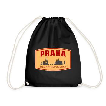 Praha Skyline & ČR Emblem - Drawstring Bag - black - Front