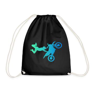 Motocross Dirt Bike Rider Motorcycle - Drawstring Bag - black - Front