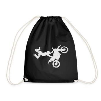 Motocross Dirt Bike Rider Motorcycle - Drawstring Bag - black - Front