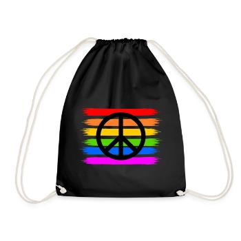 Signe de paix sur le drapeau arc-en-ciel LGBT - Sac de sport léger - noir - Devant