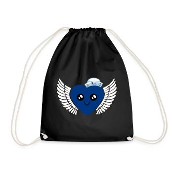 Maritime Blue Young Sailor Sailor Sailor Heart - Drawstring Bag - black - Front
