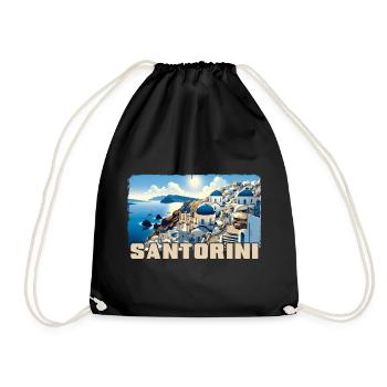 Santorini Greece Ocean Volcano Akrotiri - Drawstring Bag - black - Front