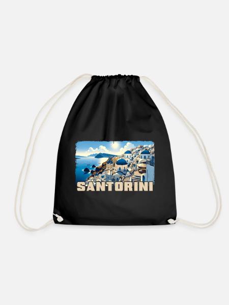 Santorin Griechenland Ozean Vulkan Akrotiri - Turnbeutel - Schwarz
