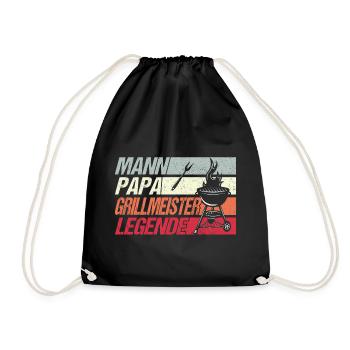 Grillmeister Papa - Turnbeutel - Schwarz - Vorne