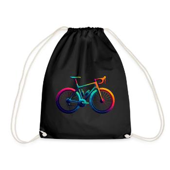 Lebendiger Regenbogen Radfahren Illustration - Turnbeutel - Schwarz - Vorne