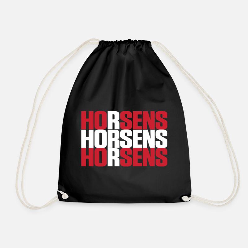 Horsens Denmark Flag - Drawstring Bag - black