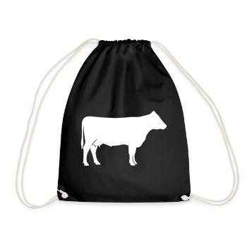 Cow Silhouette Farm Clean Vector - Drawstring Bag - black - Front