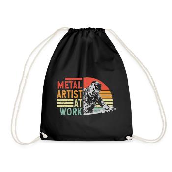 Metal Artist At Work - Drawstring Bag - black - Front