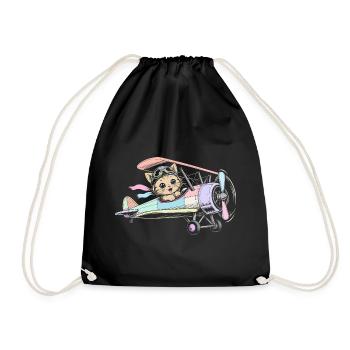 airplane - Drawstring Bag - black - Front