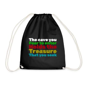 Courage Through Fear: Treasure Quote - Drawstring Bag - black - Front