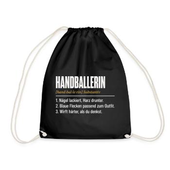 Handballerin Definition – Lustiges Damen Shirt - Turnbeutel - Schwarz - Vorne