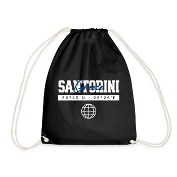 Santorini Griechenland Koordinaten Reise Souvenir - Turnbeutel - Schwarz - Vorne