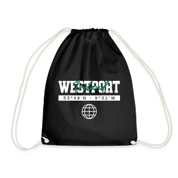 Westport Irland Koordinaten Reise Souvenir - Turnbeutel - Schwarz - Vorne