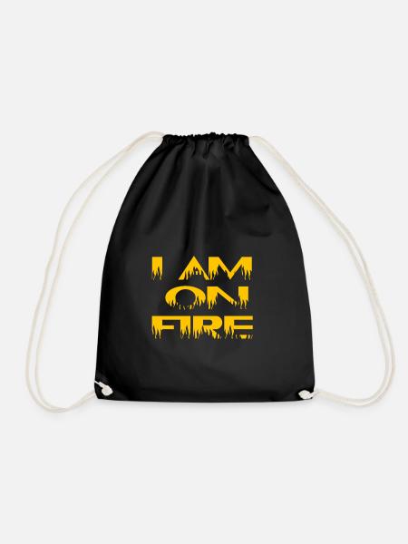 i am on fire - Drawstring Bag - black