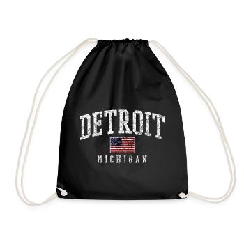 Detroit Flagge Michigan Stil - Turnbeutel - Schwarz - Vorne