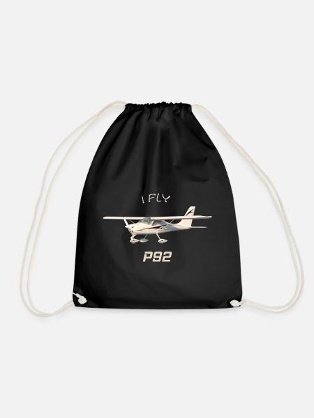 I fly P92 Ultralight Aircraft Aviation - Drawstring Bag - black