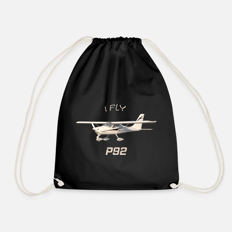 I fly P92 Ultralight Aircraft Aviation - Drawstring Bag - black