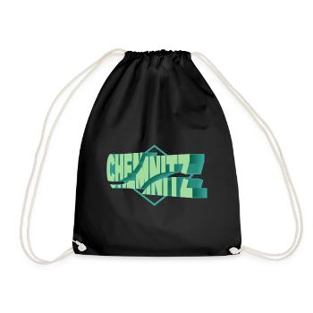 Chemnitz Germany City 3D Font Skyline - Drawstring Bag - black - Front