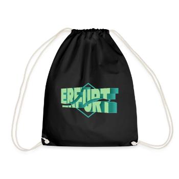 Erfurt Germany City 3D Font Skyline - Drawstring Bag - black - Front