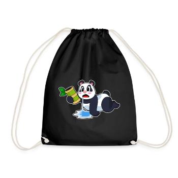 Panda Bambus  - Turnbeutel - Schwarz - Vorne
