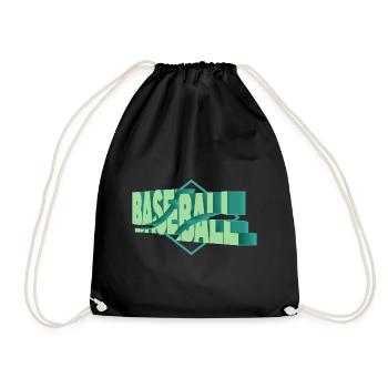Baseball 3D Schrift Baseballer Spieler Fan Sport - Turnbeutel - Schwarz - Vorne