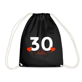 Hallo 30 Geburtstag 30er Geschenkidee Jahre Herz - Turnbeutel - Schwarz - Vorne