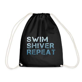Eisbaden Neujahrsschwimmen Swim Shiver Repeat - Turnbeutel - Schwarz - Vorne