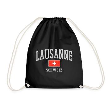 Lausanne Schweiz Vintage Emblem - Turnbeutel - Schwarz - Vorne