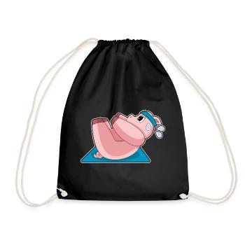 Pig Abdominal Workout Bodybuilding - Drawstring Bag - black - Front