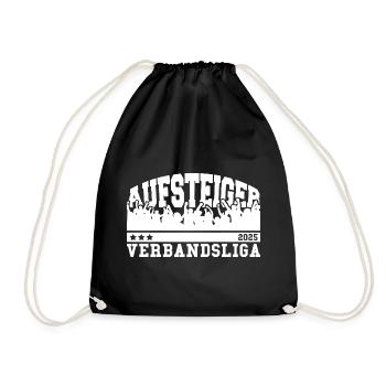 Aufsteiger 2025 Verbandsliga Aufstieg Fußball - Turnbeutel - Schwarz - Vorne