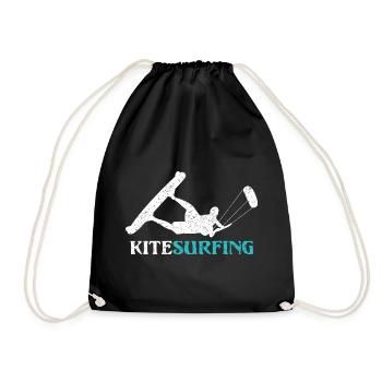Ride the Wind – Kitesurf Style - Drawstring Bag - black - Front