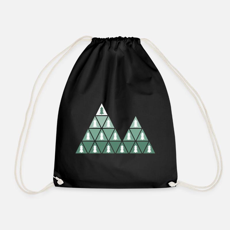 Fir Trees & Mountains - Drawstring Bag - black