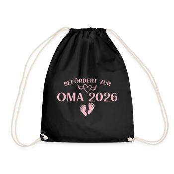 Großeltern 2026 Befördert zur Oma - Babyparty - Turnbeutel - Schwarz - Vorne