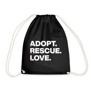 PAWS LOVE, ADOPT RESCUE LOVE! 🐾 ANIMAL ADOPTION - Drawstring Bag - black - Front
