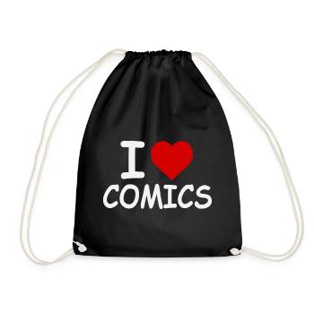 I Love Comics - Retro Bold - Drawstring Bag - black - Front