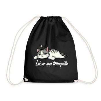 T-shirt Chat Laisse-moi tranquille drôle - Sac de sport léger - noir - Devant