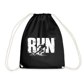 Run Shirt Running Fitness Runner Gift - Drawstring Bag - black - Front