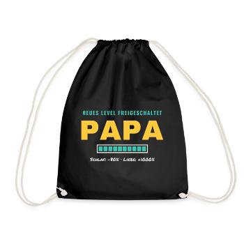 Papa – Neues Level freigeschaltet - Turnbeutel - Schwarz - Vorne